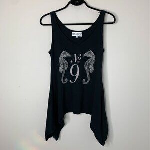 WILDFOX Women's Y2k Tank Top Whimsigoth Punk Emo Black Grunge Western Size XS